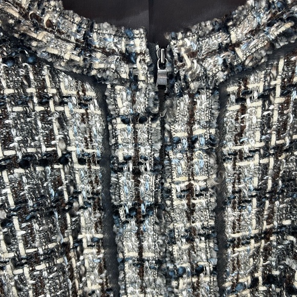 Ann Taylor Tweed Jacket Black White Zip Pocket Size 6 - Picture 5 of 12